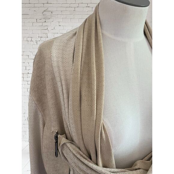 Tempo Paris Womens Lagenlook Boho Faux Suede Knit Draped Jacket Size Large - Picture 4 of 10